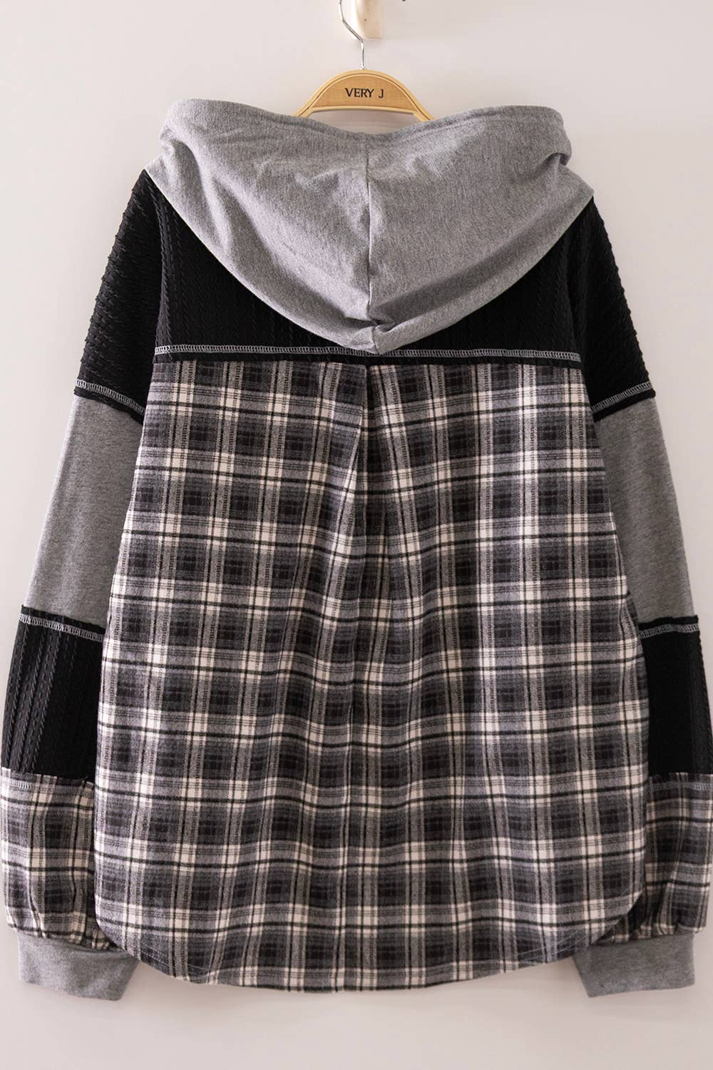 Plaid Contrast Hoodie Pullover