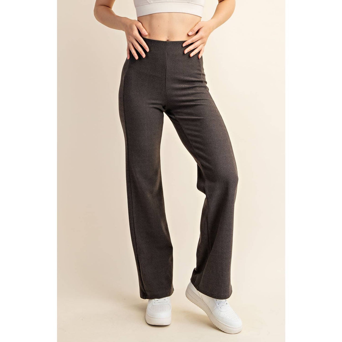 Brushed Mirco-Ribbed Straight Sweatpants