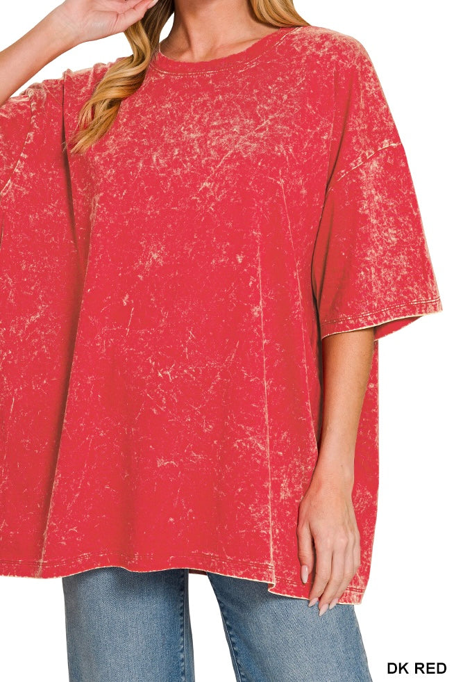 Zenana Acid Wash Oversized Boyfriend Tee