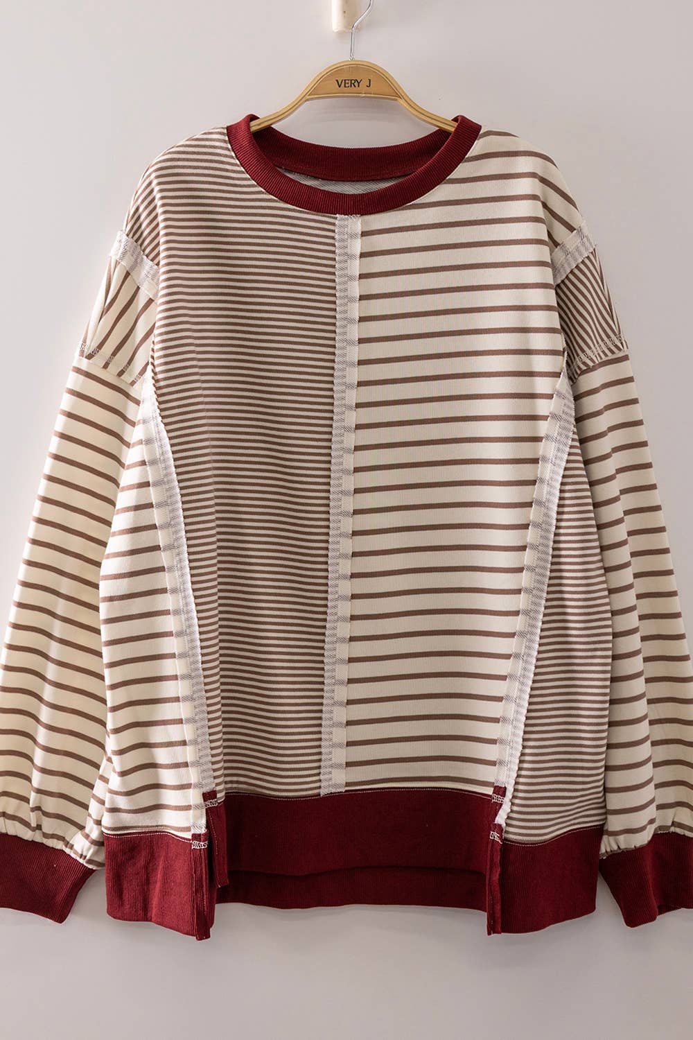 Mixed Stripe Contrast Sweatshirt