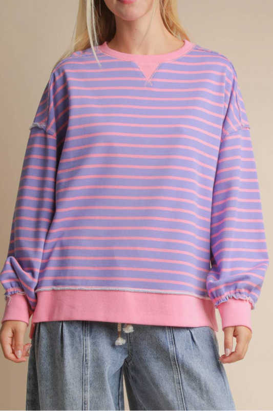 Stripe Comfy Casual Oversized Knit Top