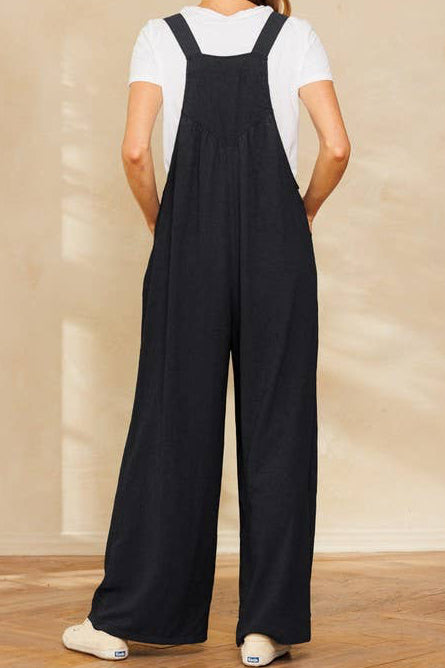 Solid Button Sling Jumpsuit