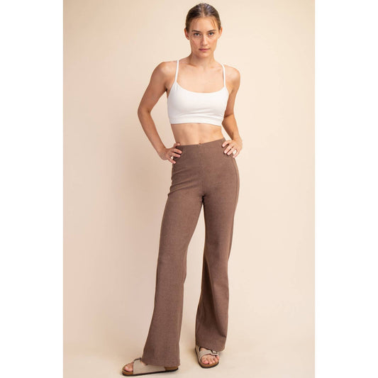 Brushed Mirco-Ribbed Straight Sweatpants