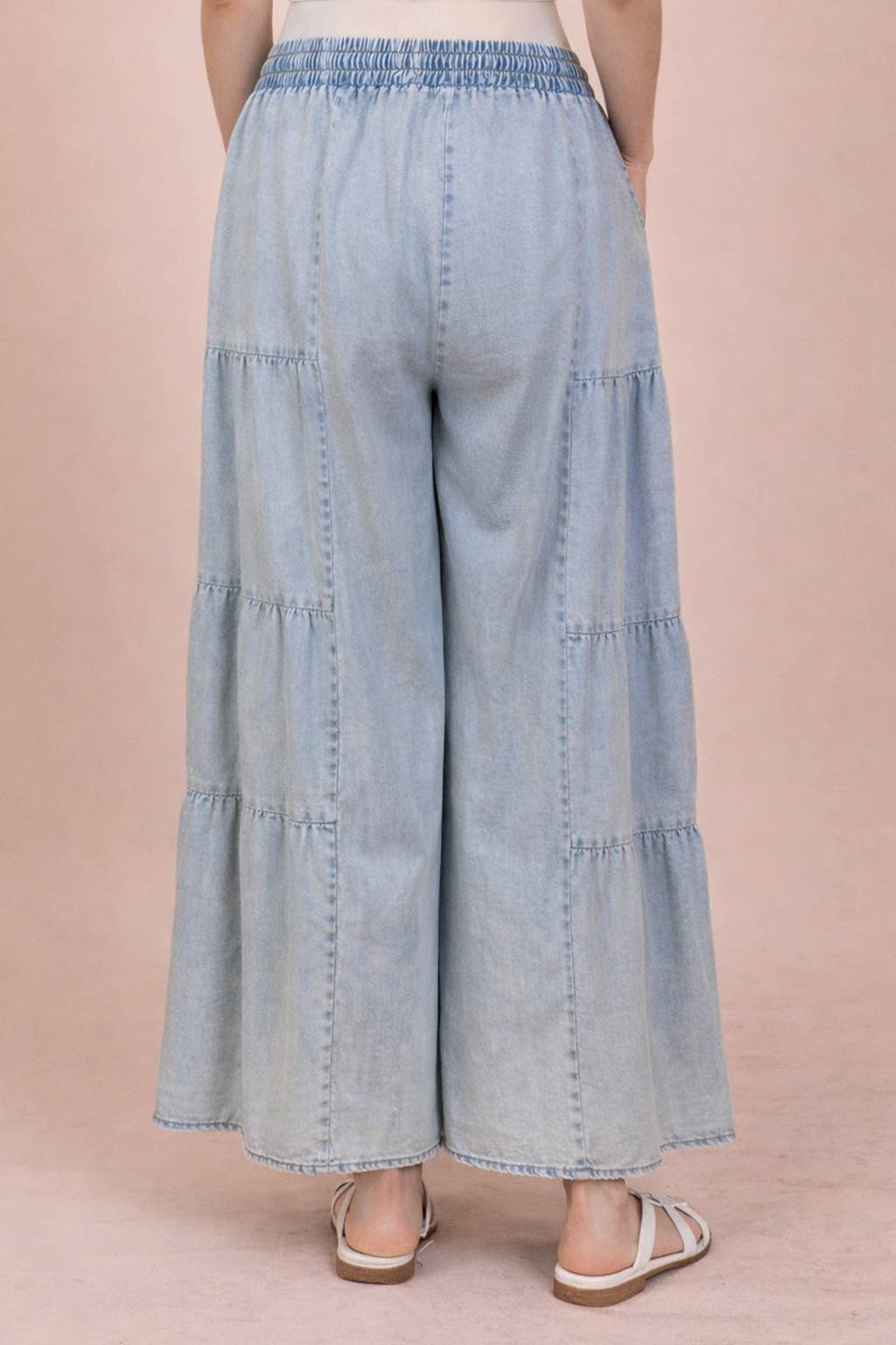 Tiered Layers Mineral Washed Chambray Pants