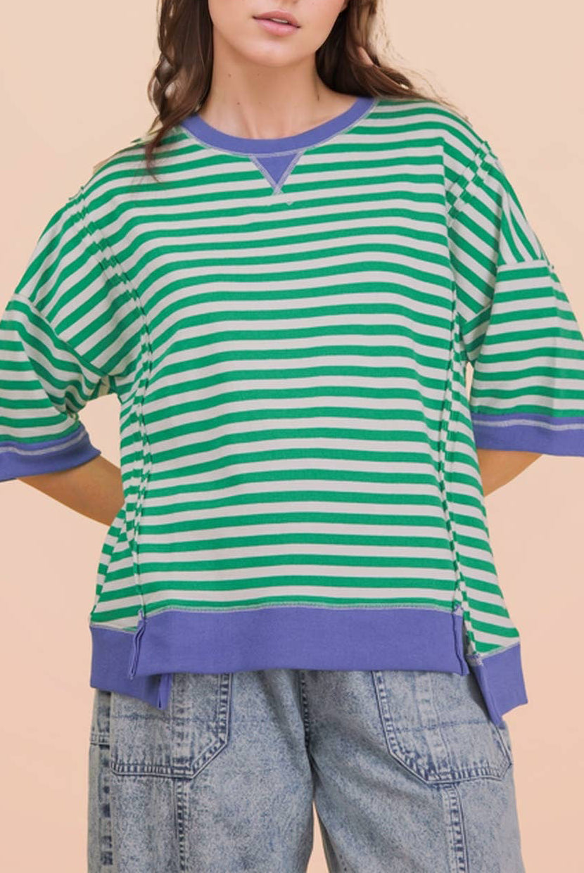 Oversized Stripe Casual Knit Top