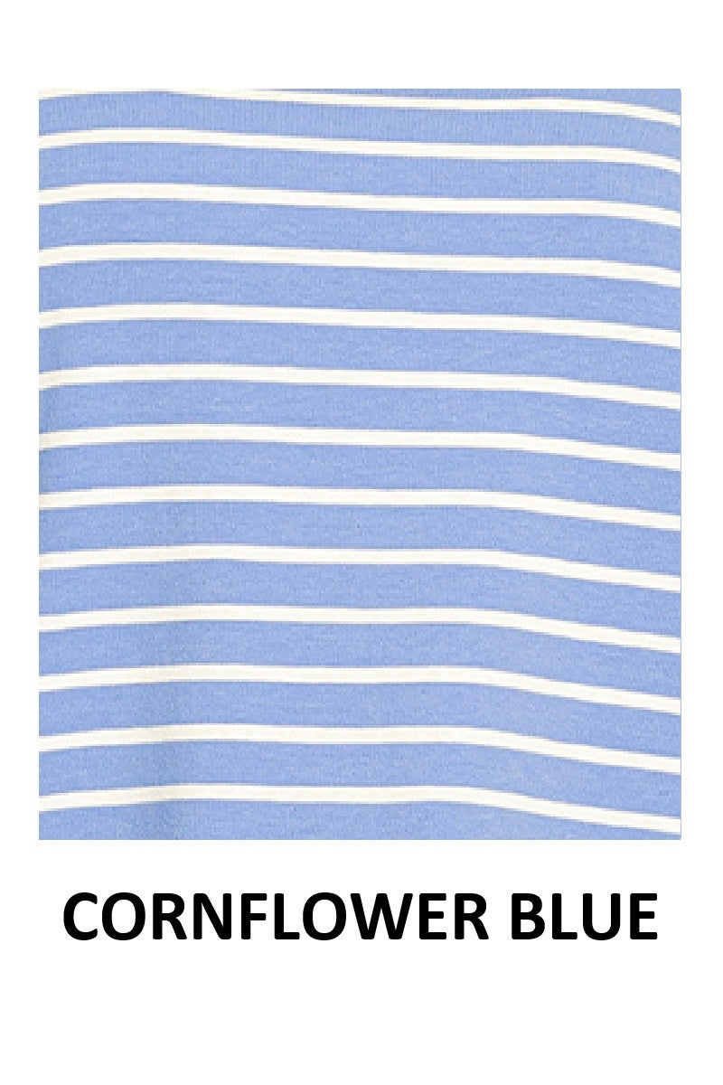 Zenana Stripe Contrast Rib Trim Shorts Set