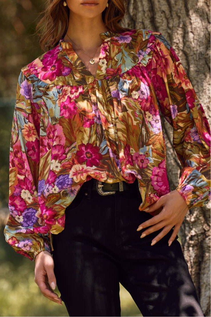 Bright Floral Abstract Printed Blouse