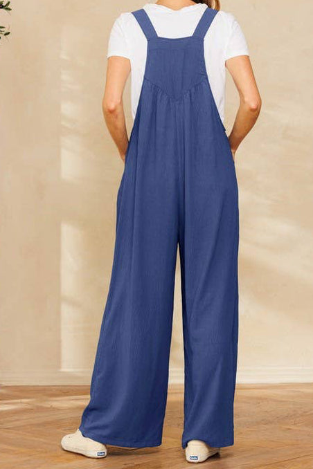 Solid Button Sling Jumpsuit