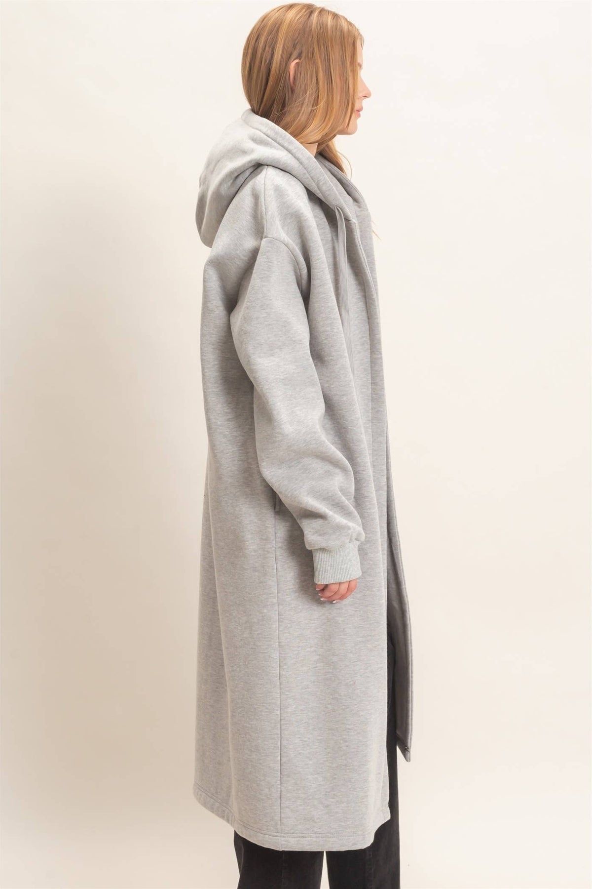 Oversized Hooded Open Front Coat