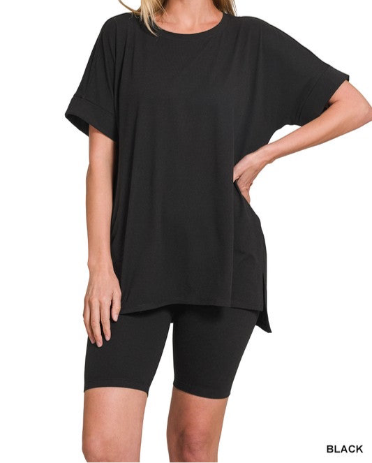 Butter Short Sleeve Crew Bike Shorts Set