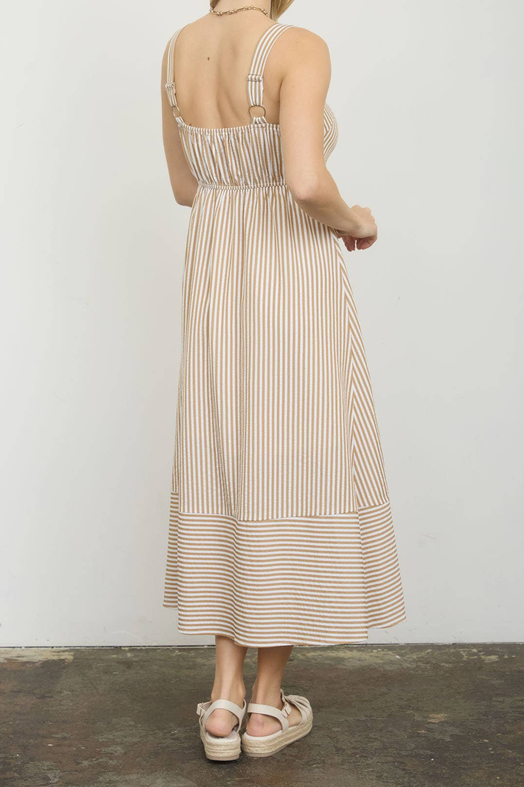 Stripe Sweetheart Button Down Stripe Dress