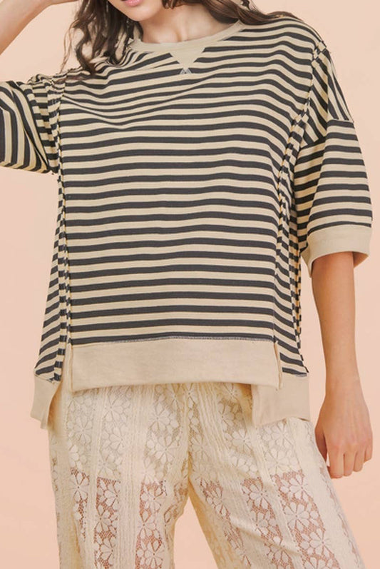Oversized Stripe Casual Knit Top