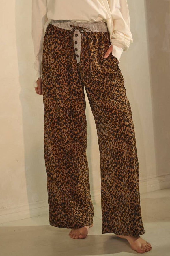 Leopard Print Wide-leg Pants