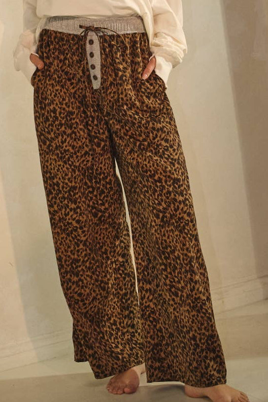 Leopard Print Wide-leg Pants
