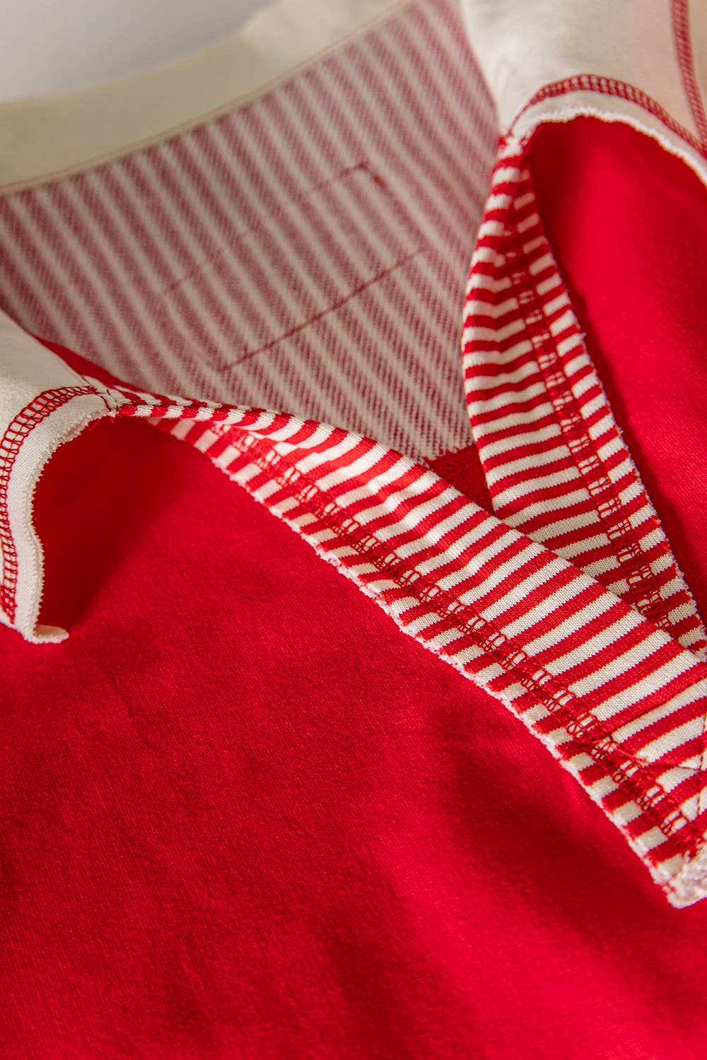 Red Stripe Oversized Half Sleeve Casual Knit Top
