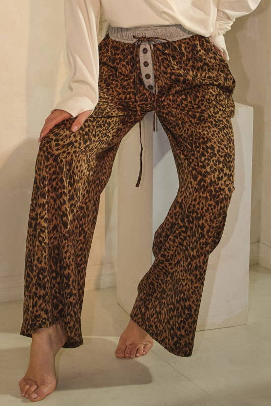 Leopard Print Wide-leg Pants