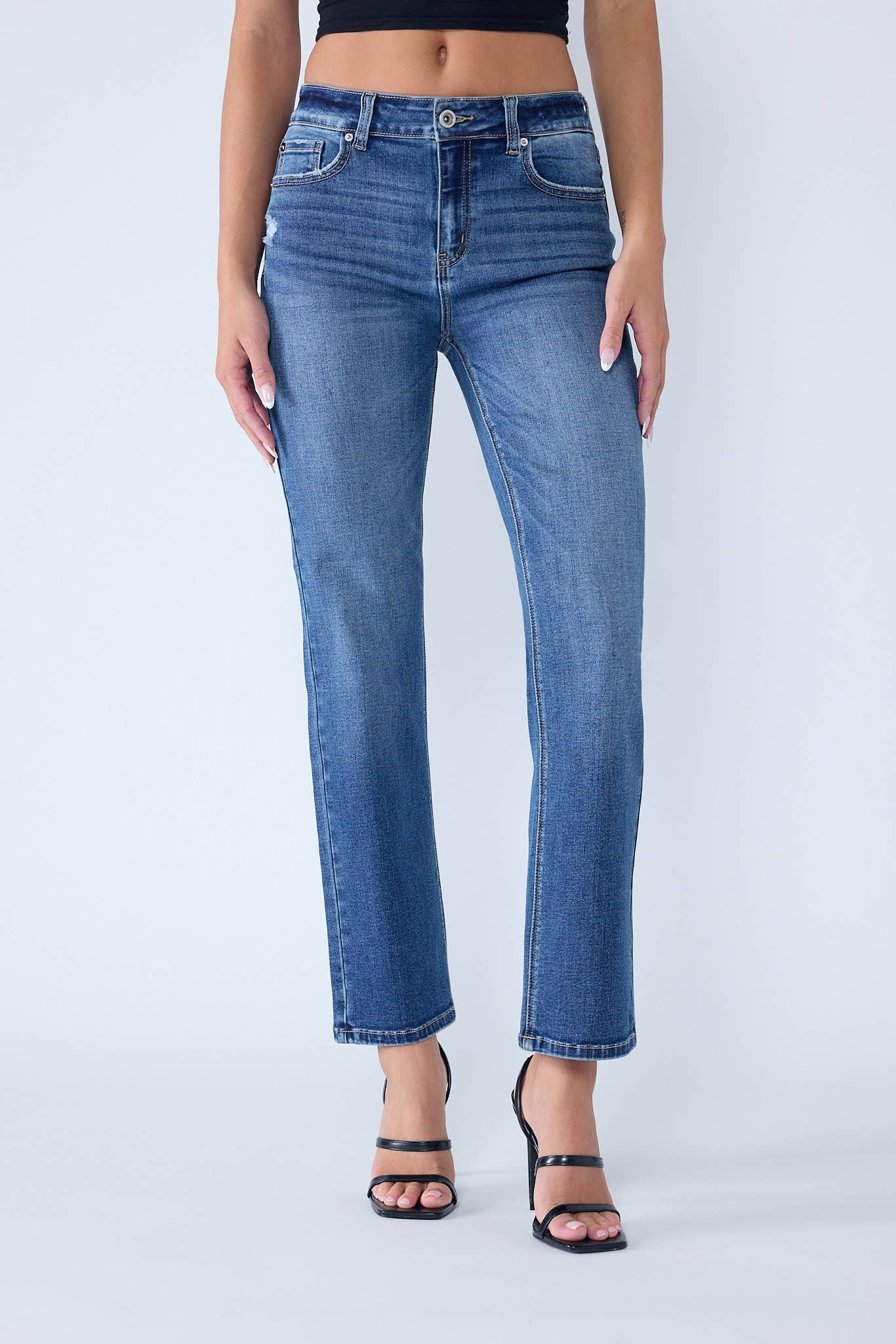 Dark High Rise Classic Straight Jeans