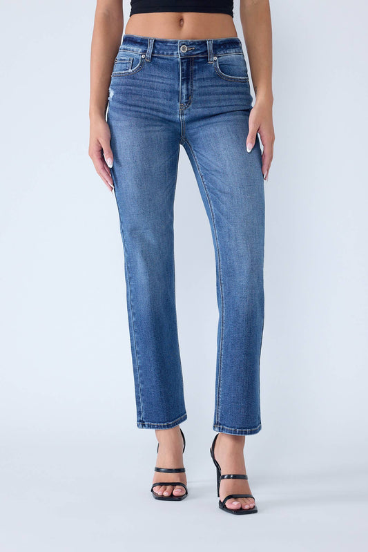 Dark High Rise Classic Straight Jeans