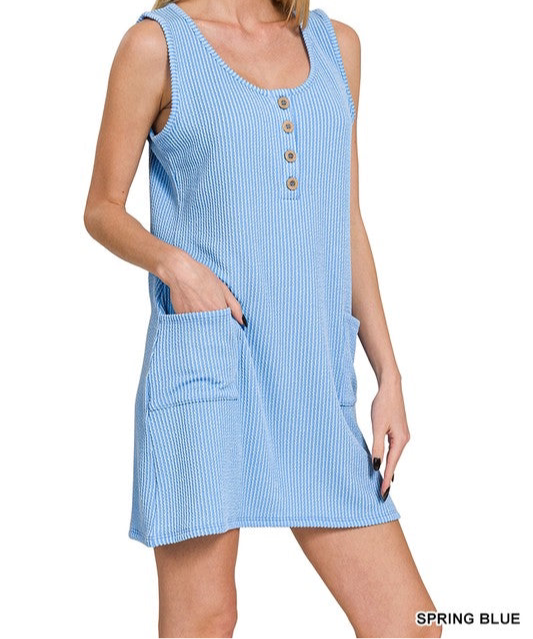 Corded Sleeveless Pocket Dress