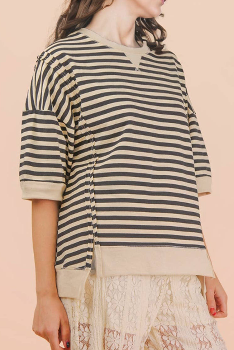 Oversized Stripe Casual Knit Top