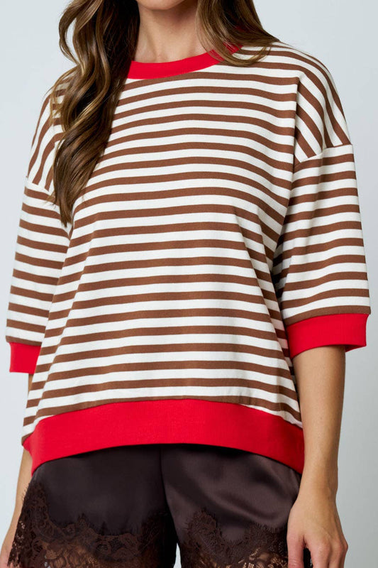 Brown/Red Stripe Pullover