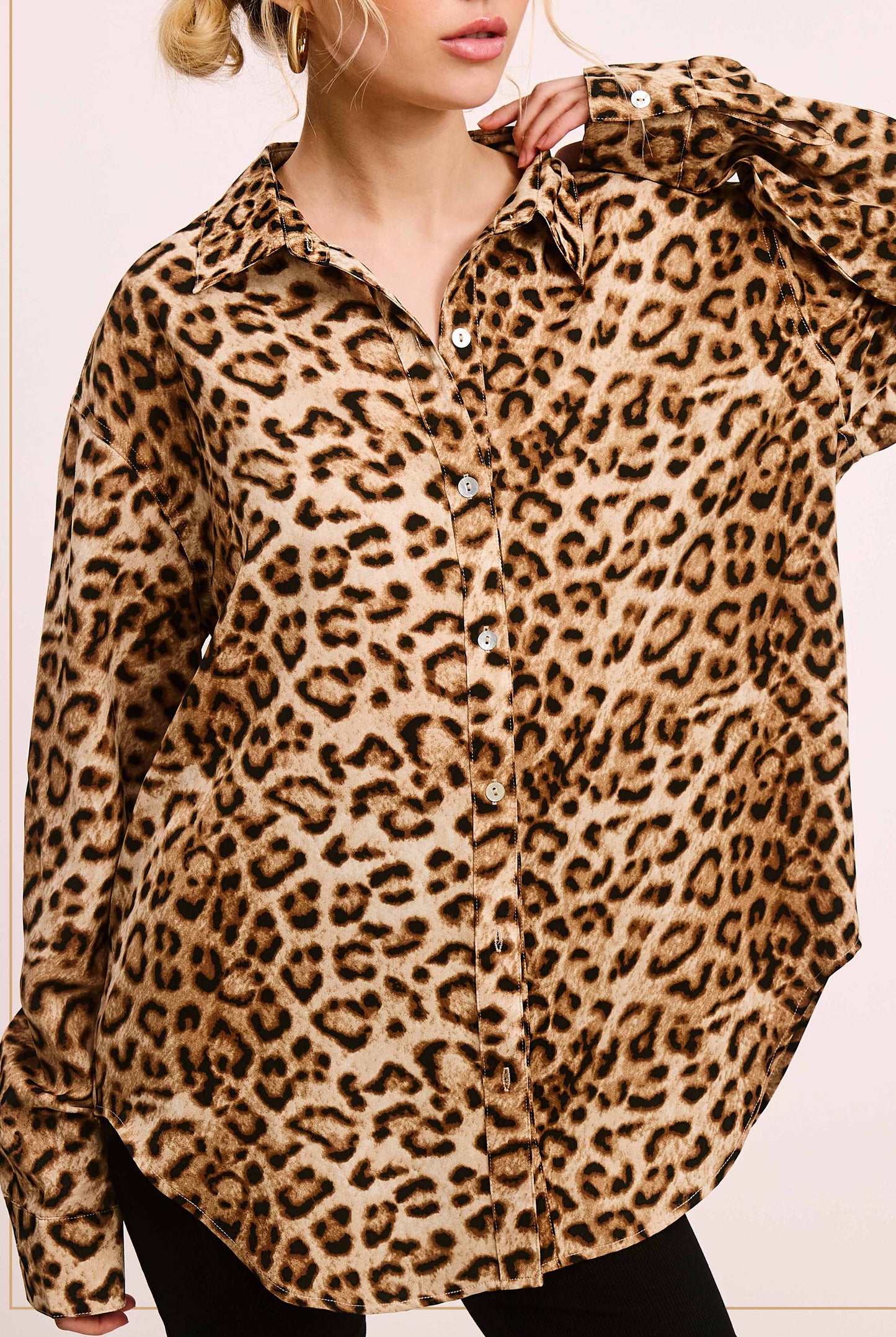 Leopard Printed Button Down Shirt Long Sleeve