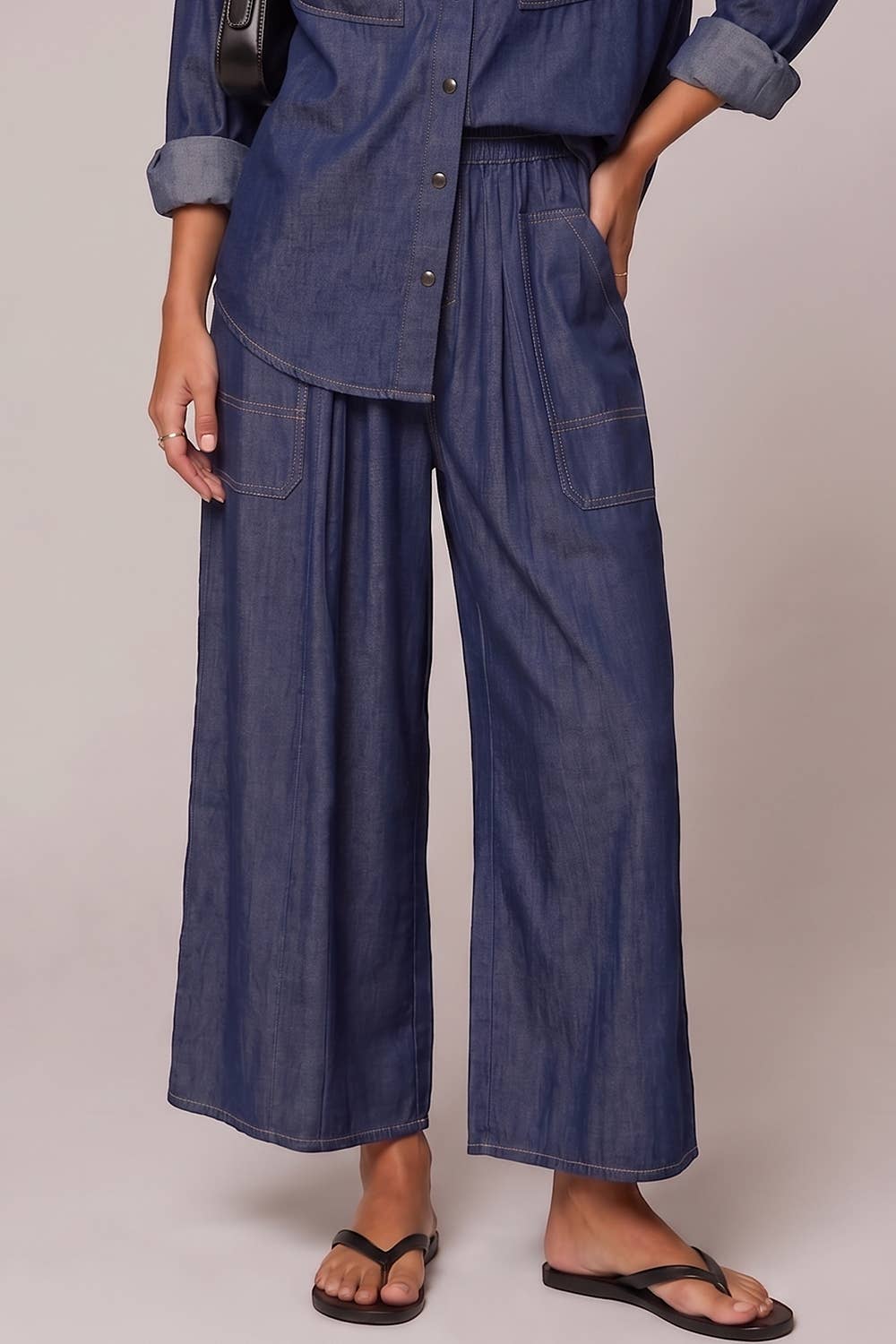 Indigo Denim Wide Leg Pants