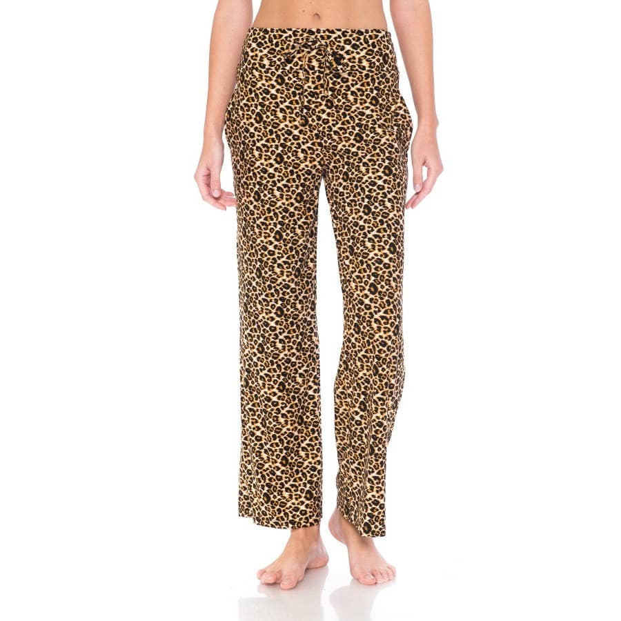 Leopard Buttery Wide Pants w/ Drawstring