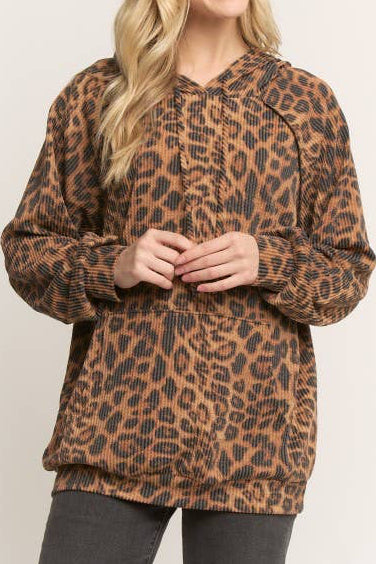 Ribbed Leopard Slouchy Hoodie