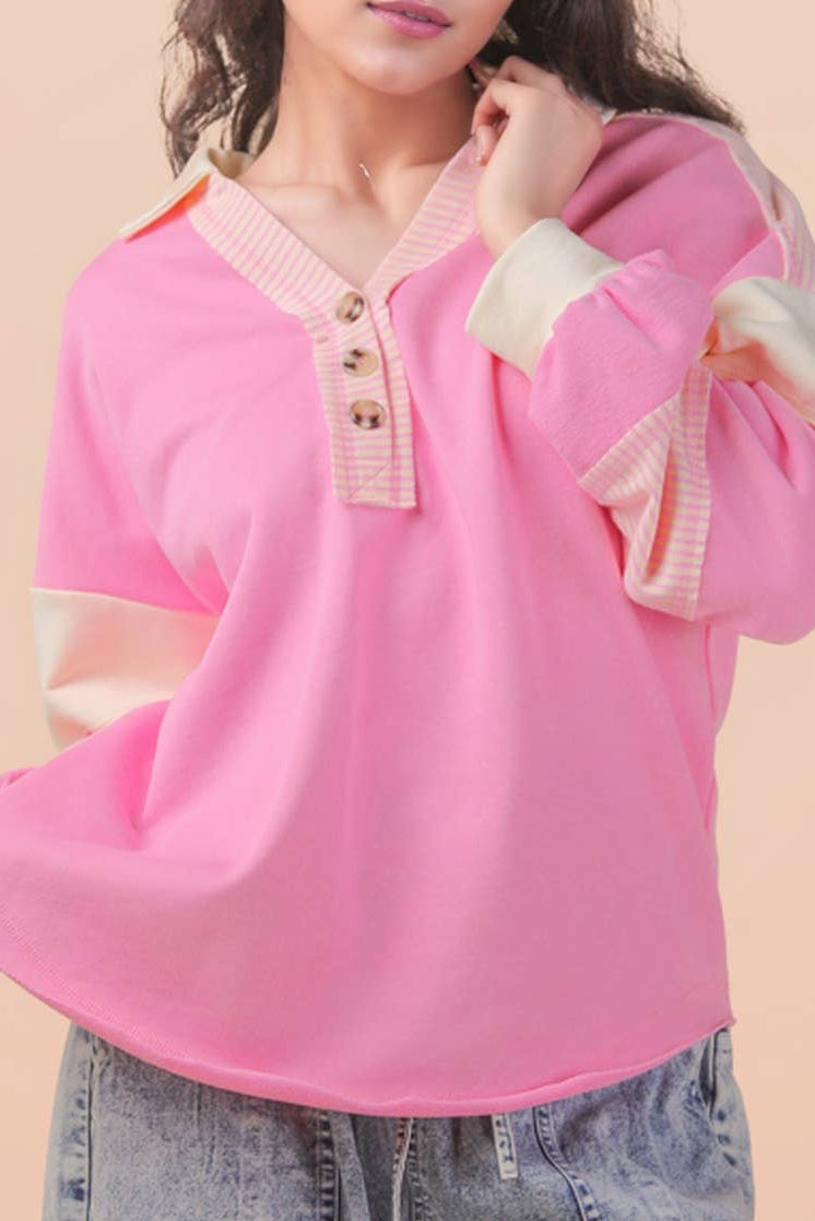 Color Block Oversized Casual Knit Top