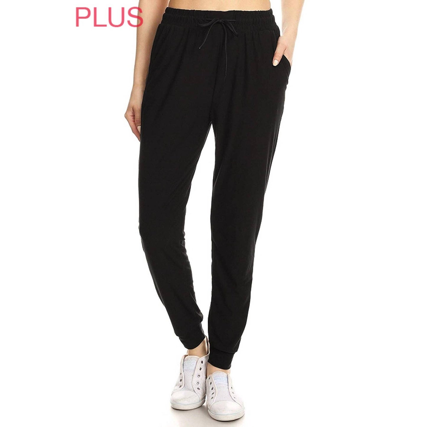 Plus Size Buttery Soft Solid Joggers with Drawstring