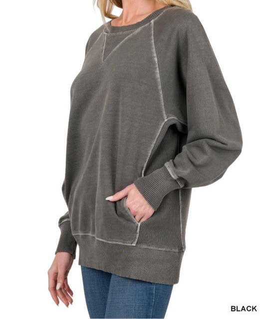 Washed French Terry Pocket Pullover