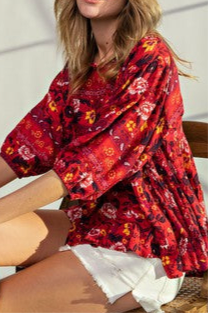 Tomato Tribal Printed Babydoll Tunic