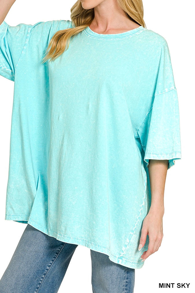 Zenana Acid Wash Oversized Boyfriend Tee