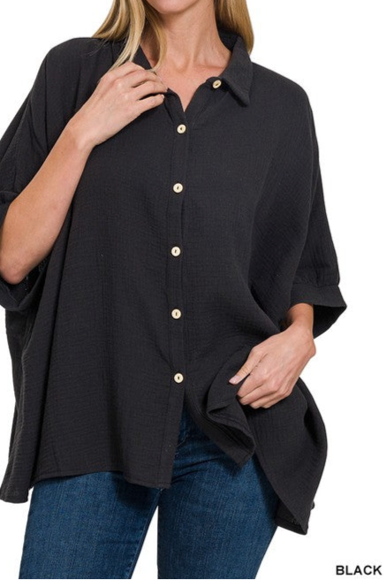 Black Gauze Shorts Set