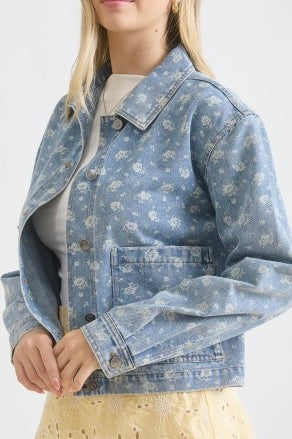Floral Washed Denim Jacket