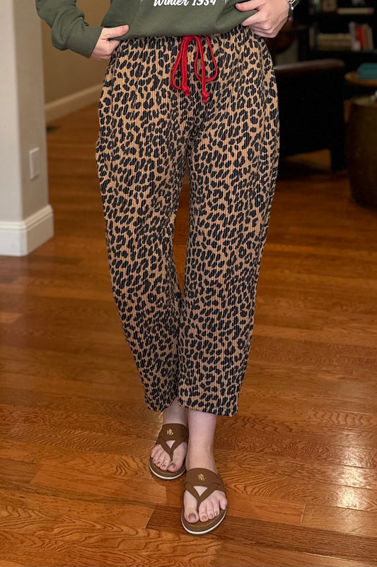 Leopard Urban Ribbed Casual Pants