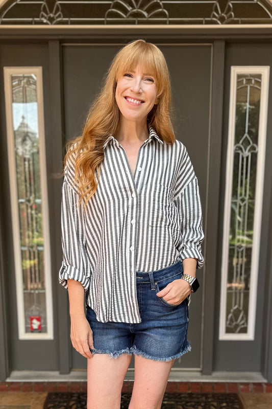 Black/ White Striped Shirt
