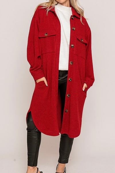 Long Line Oversized Waffle Jacket