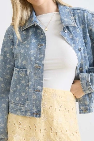 Floral Washed Denim Jacket