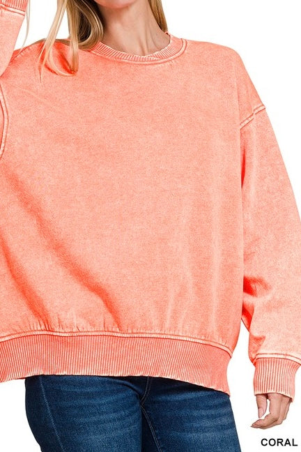Oversized Acid Wash Pullover Sweatshirt