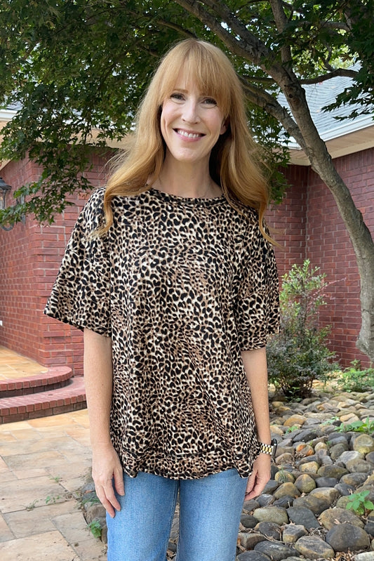 Oversized Leopard Printed Knit Top