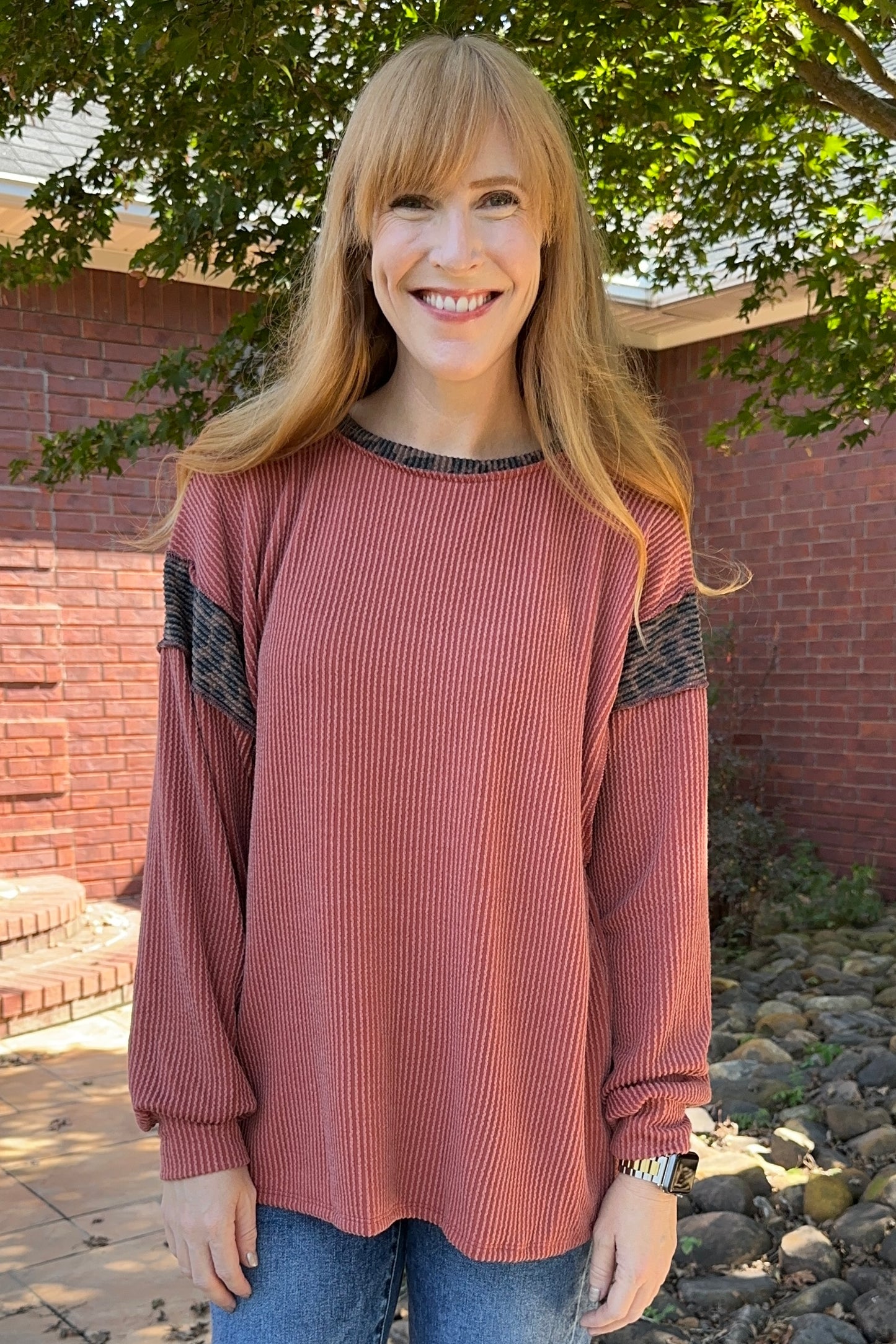Long Sleeve Urban Ribbed Leopard Ringer
