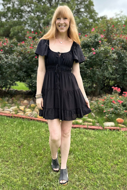 Front Tie Tired Mini Dress