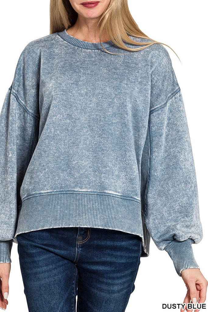 Zenana Oversized Ribbed Insert Sweatshirt