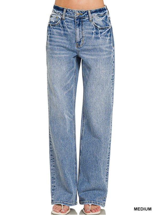 Zenana Wash Out Straight Relaxed Jeans
