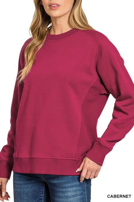 Fleece Ribbed Side Insert Sweatshirt