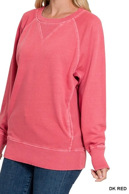 Pigment Dyed French Terry Ribbed Pocket Pullover