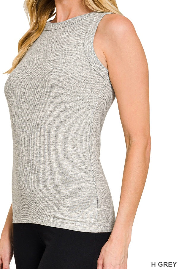 Zenana Ribbed High Neck Tank