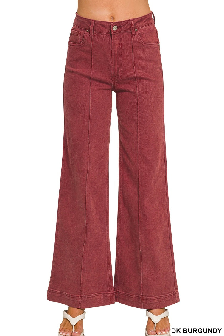 Zenana High Rise Front Seam Wide Leg Pants